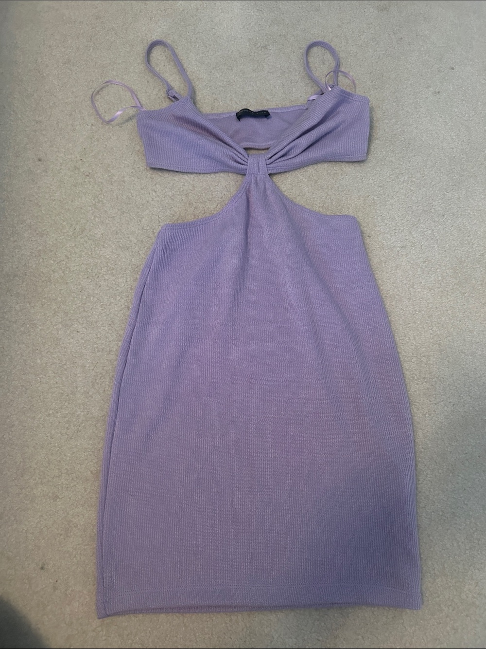 White Fox Boutique Lilac Cutout Knit Mini Dress